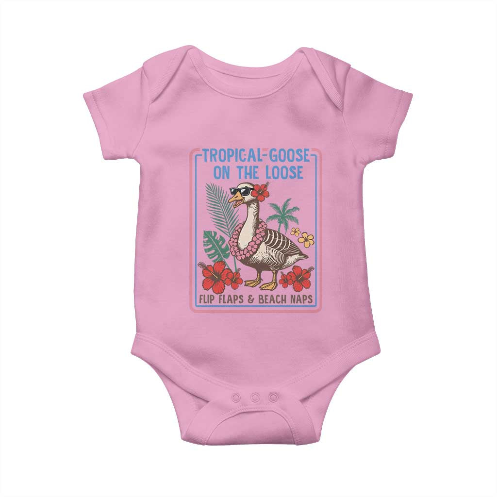 Funny Hawaiian Beach Vacation Graphic Baby Onesie Tropical Goose On The Loose