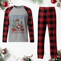 Funny Hawaiian Beach Vacation Graphic Plaid Pajama Set Tropical Goose On The Loose