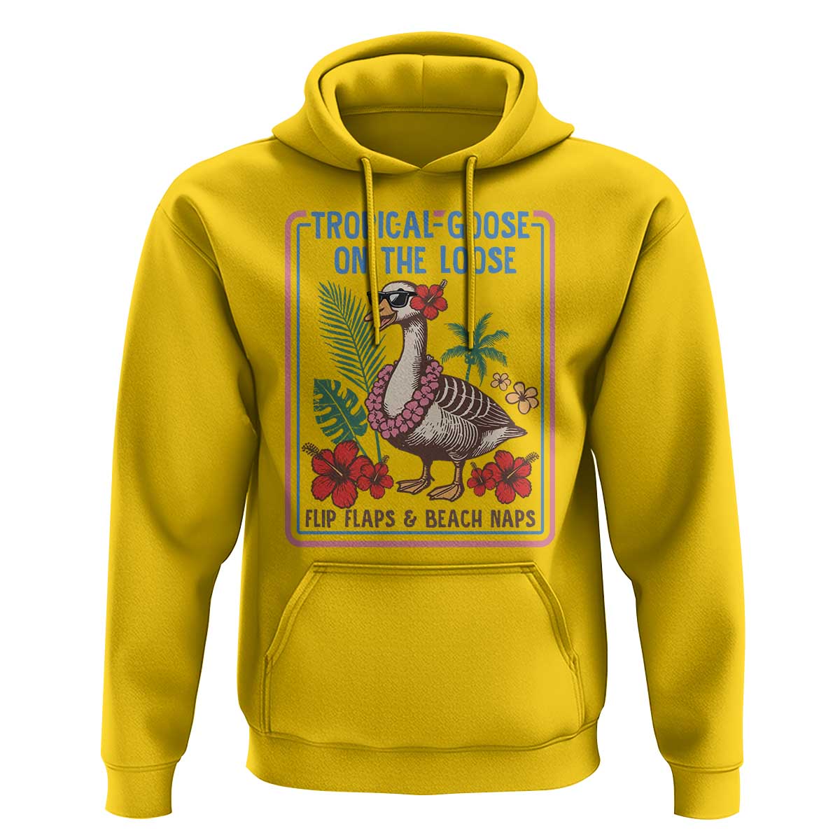 Funny Hawaiian Beach Vacation Graphic Hoodie Tropical Goose On The Loose
