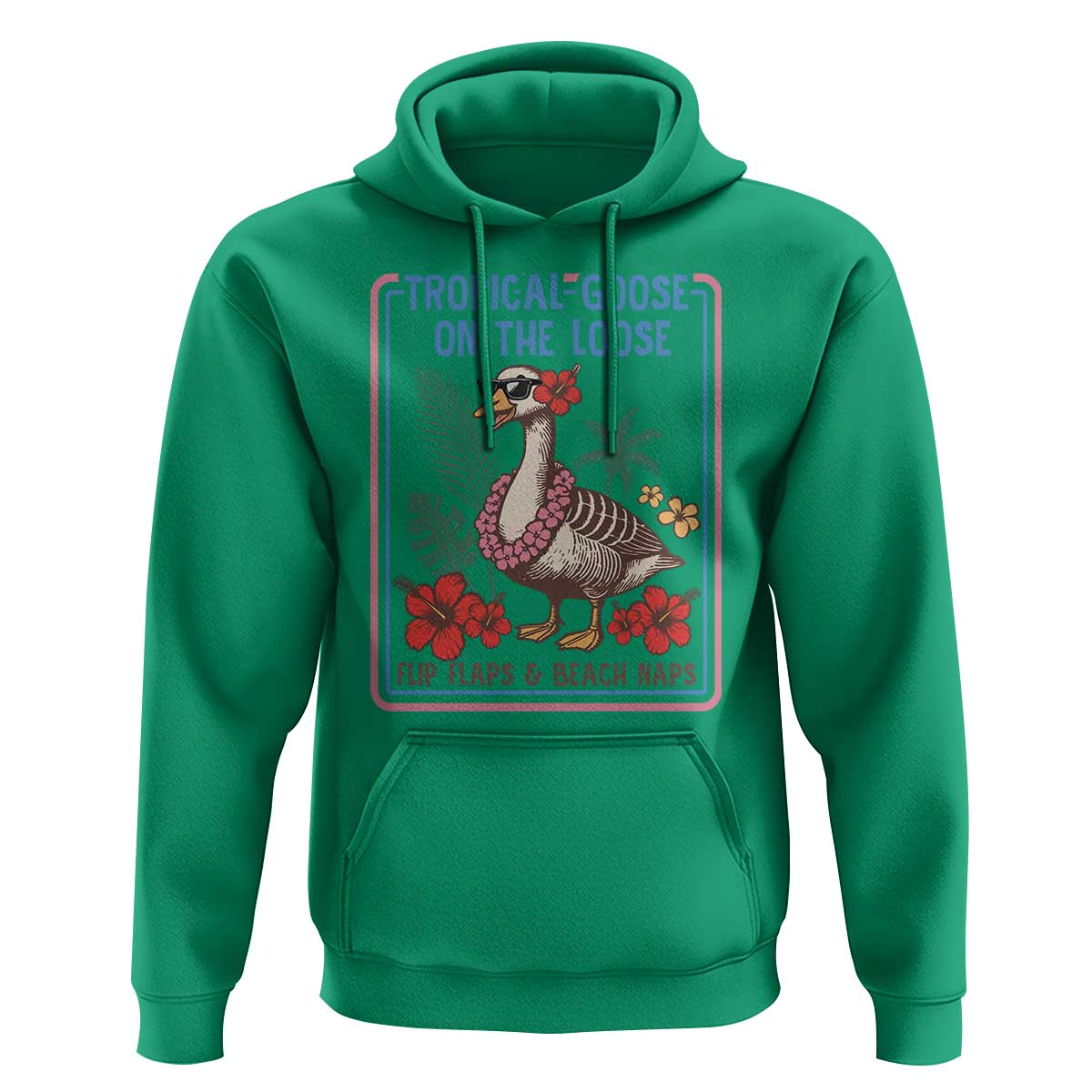 Funny Hawaiian Beach Vacation Graphic Hoodie Tropical Goose On The Loose