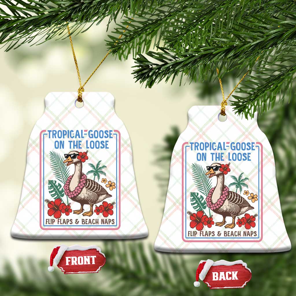 Funny Hawaiian Beach Vacation Graphic Ceramic Ornament Tropical Goose On The Loose