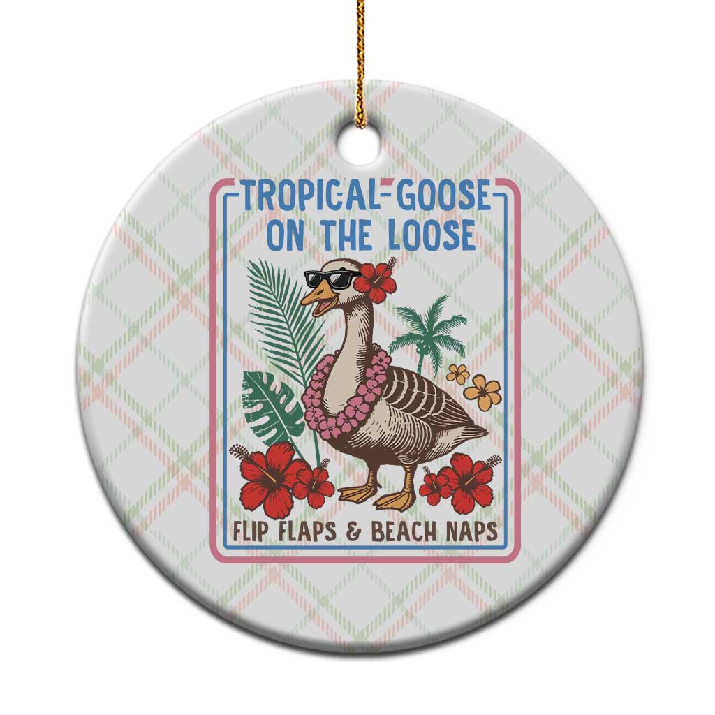 Funny Hawaiian Beach Vacation Graphic Ceramic Ornament Tropical Goose On The Loose