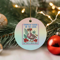 Funny Hawaiian Beach Vacation Graphic Ceramic Ornament Tropical Goose On The Loose