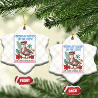 Funny Hawaiian Beach Vacation Graphic Ceramic Ornament Tropical Goose On The Loose
