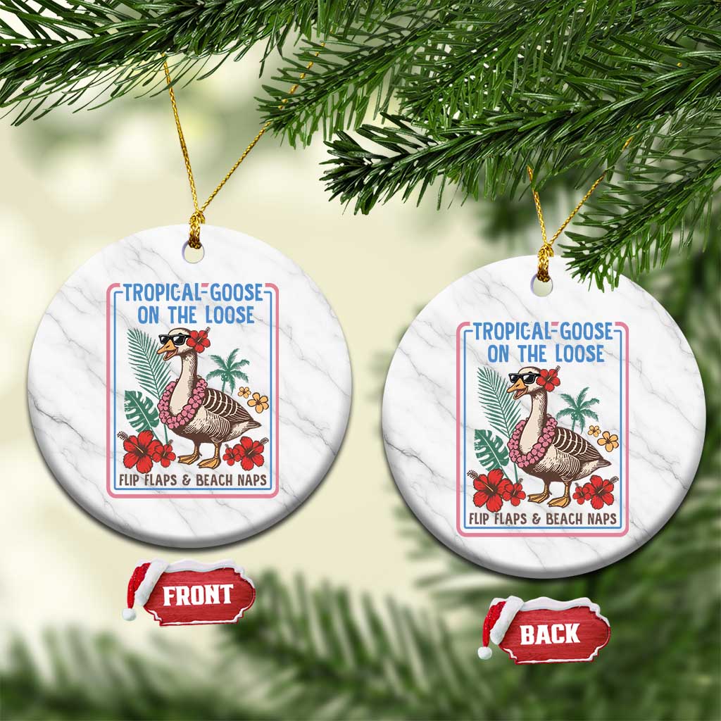 Funny Hawaiian Beach Vacation Graphic Ceramic Ornament Tropical Goose On The Loose