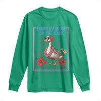Funny Hawaiian Beach Vacation Graphic Long Sleeve Shirt Tropical Goose On The Loose