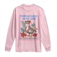 Funny Hawaiian Beach Vacation Graphic Long Sleeve Shirt Tropical Goose On The Loose