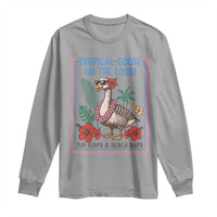 Funny Hawaiian Beach Vacation Graphic Long Sleeve Shirt Tropical Goose On The Loose