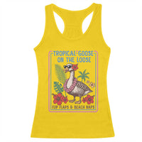 Funny Hawaiian Beach Vacation Graphic Racerback Tank Top Tropical Goose On The Loose