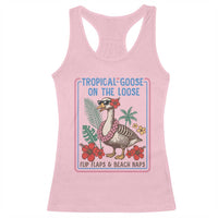Funny Hawaiian Beach Vacation Graphic Racerback Tank Top Tropical Goose On The Loose