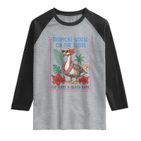 Funny Hawaiian Beach Vacation Graphic Raglan Shirt Tropical Goose On The Loose