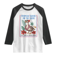 Funny Hawaiian Beach Vacation Graphic Raglan Shirt Tropical Goose On The Loose