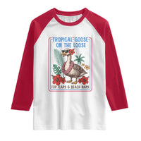 Funny Hawaiian Beach Vacation Graphic Raglan Shirt Tropical Goose On The Loose
