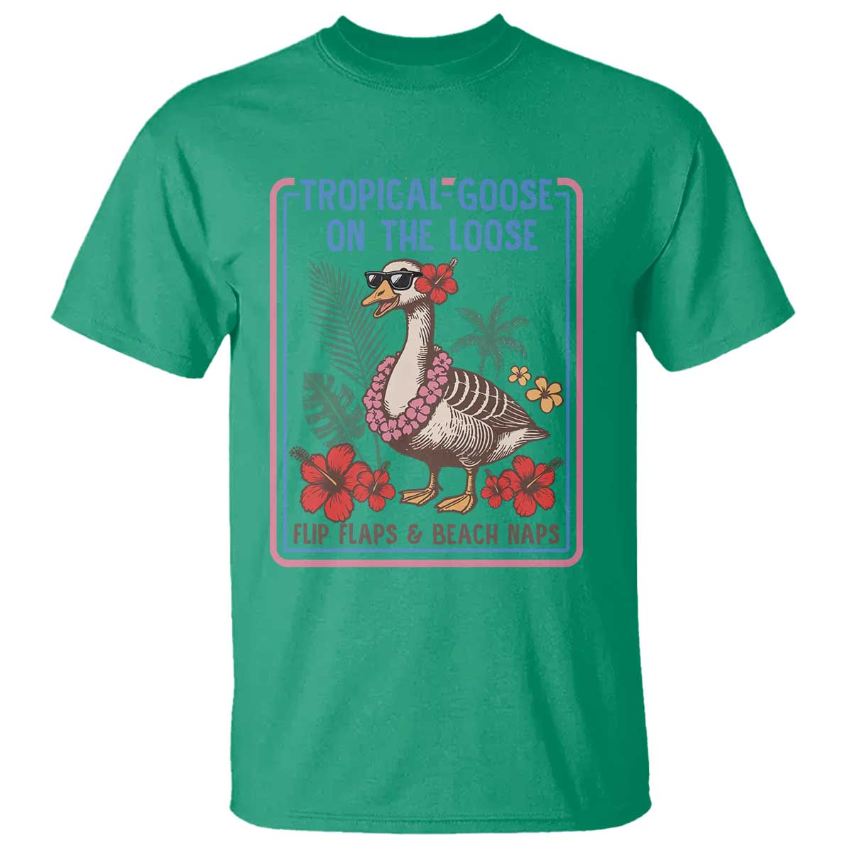 Funny Hawaiian Beach Vacation Graphic T Shirt Tropical Goose On The Loose