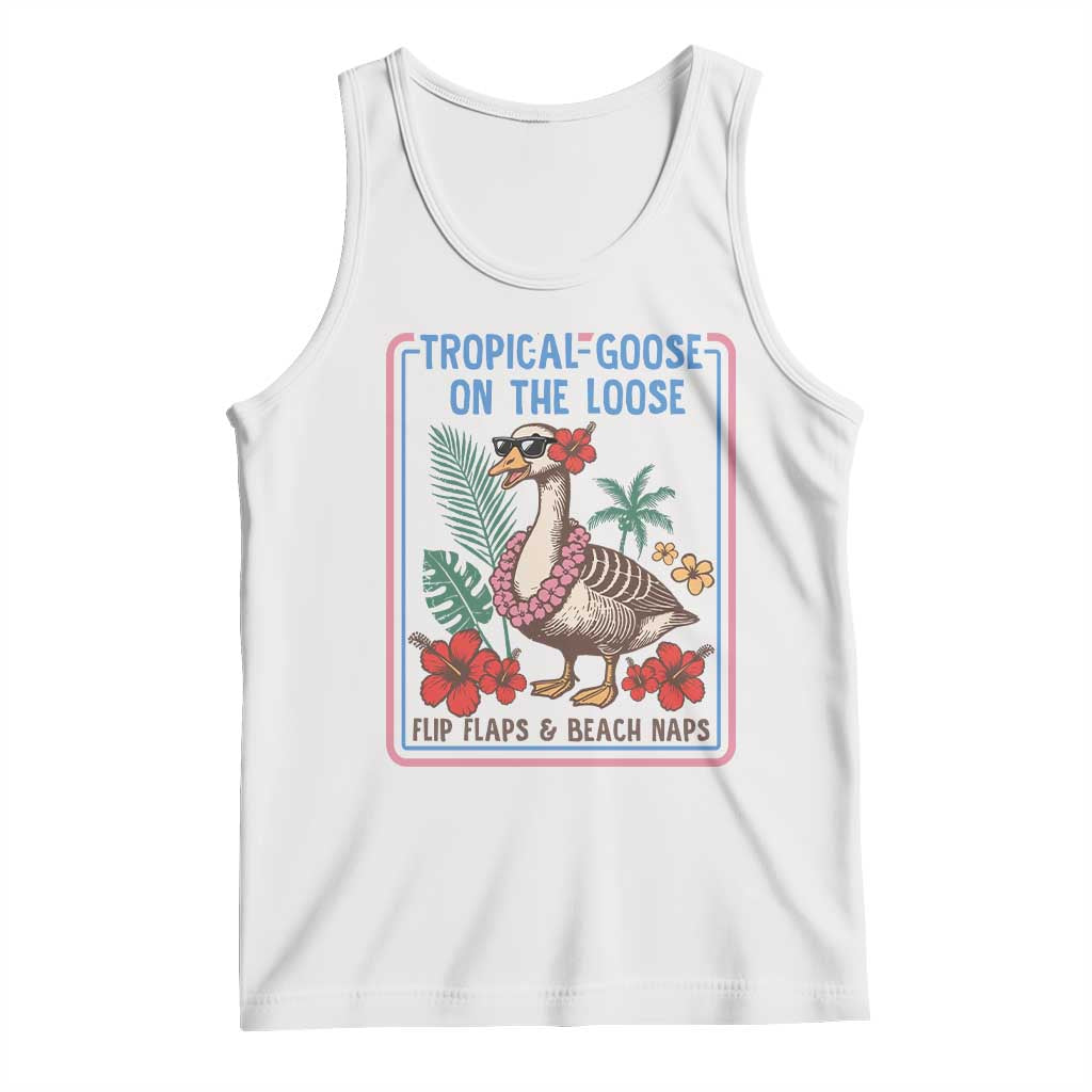 Funny Hawaiian Beach Vacation Graphic Tank Top Tropical Goose On The Loose