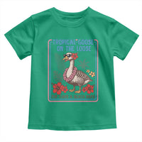 Funny Hawaiian Beach Vacation Graphic Toddler T Shirt Tropical Goose On The Loose