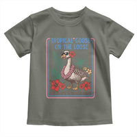 Funny Hawaiian Beach Vacation Graphic Toddler T Shirt Tropical Goose On The Loose