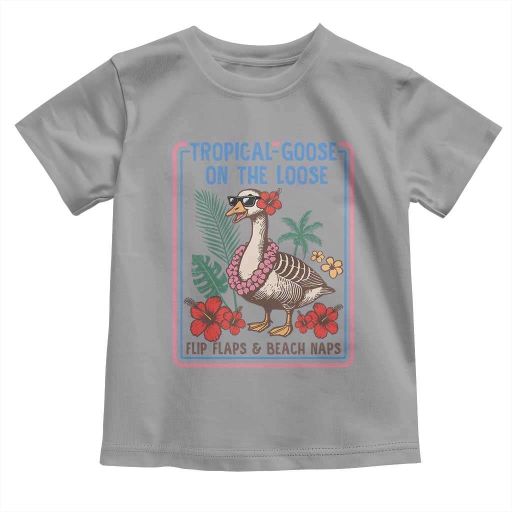 Funny Hawaiian Beach Vacation Graphic Toddler T Shirt Tropical Goose On The Loose