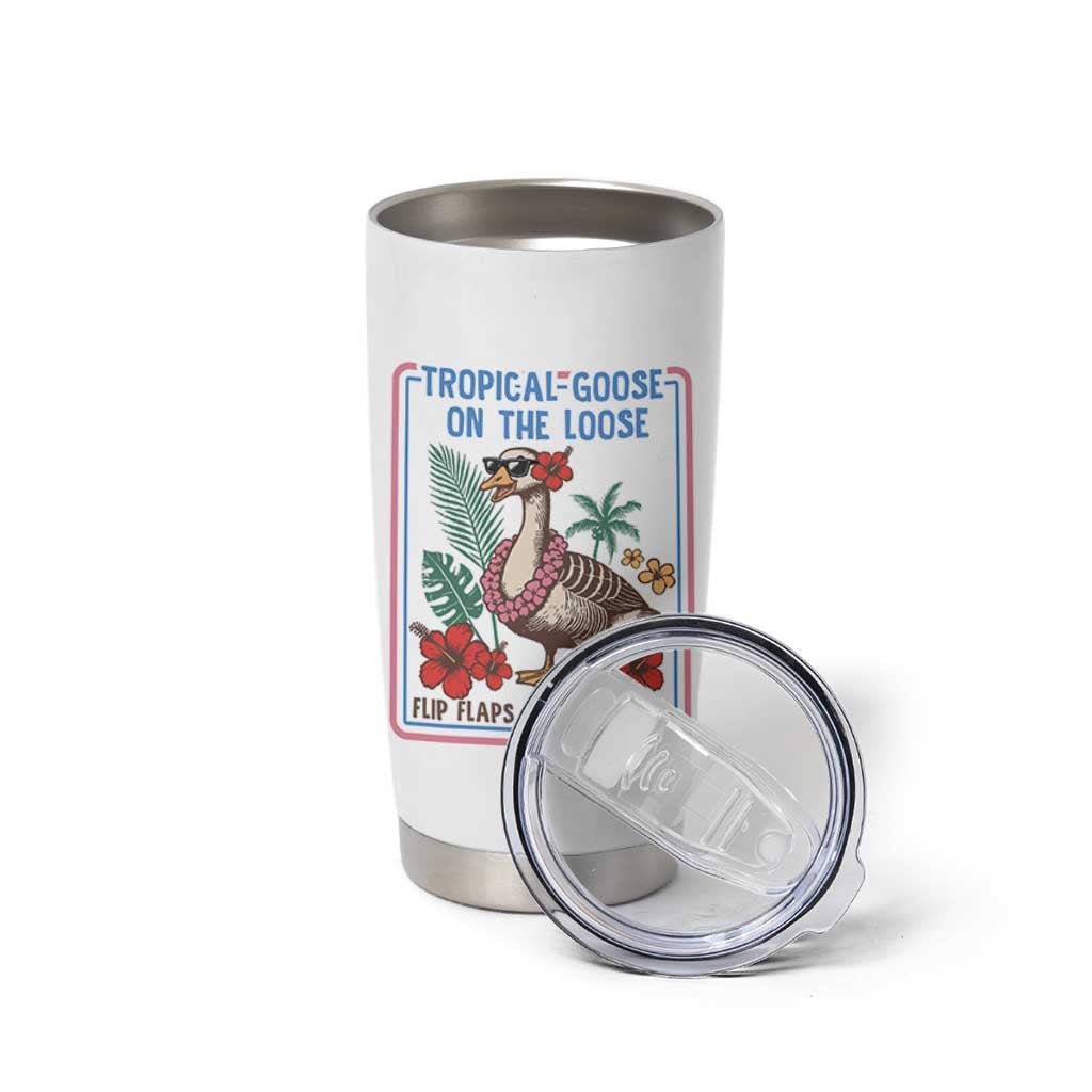 Funny Hawaiian Beach Vacation Graphic Tumbler Cup Tropical Goose On The Loose
