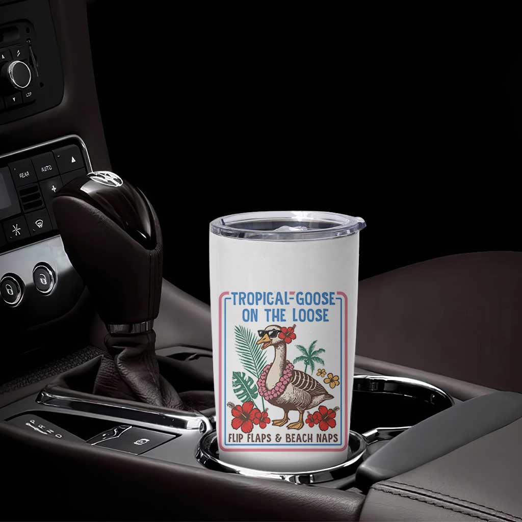 Funny Hawaiian Beach Vacation Graphic Tumbler Cup Tropical Goose On The Loose