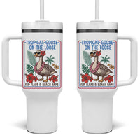 Funny Hawaiian Beach Vacation Graphic Tumbler With Handle Tropical Goose On The Loose