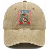 Funny Hawaiian Beach Vacation Graphic Washed Cotton Baseball Cap Tropical Goose On The Loose