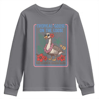 Funny Hawaiian Beach Vacation Graphic Youth Sweatshirt Tropical Goose On The Loose