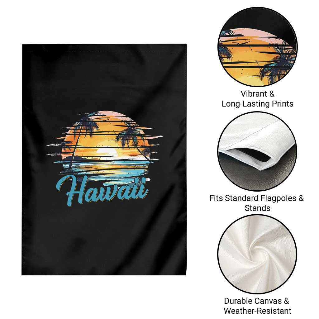 Retro Sunset Palm Tree Hawaii Garden Flag Tropical Vacation Graphic