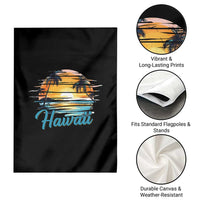 Retro Sunset Palm Tree Hawaii Garden Flag Tropical Vacation Graphic