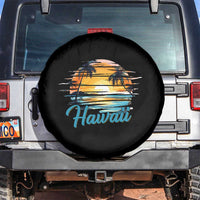 Retro Sunset Palm Tree Hawaii Spare Tire Cover Tropical Vacation Graphic