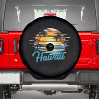 Retro Sunset Palm Tree Hawaii Spare Tire Cover Tropical Vacation Graphic