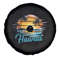 Retro Sunset Palm Tree Hawaii Spare Tire Cover Tropical Vacation Graphic
