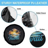 Retro Sunset Palm Tree Hawaii Spare Tire Cover Tropical Vacation Graphic