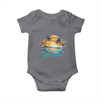Retro Sunset Palm Tree Hawaii Baby Onesie Tropical Vacation Graphic