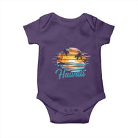 Retro Sunset Palm Tree Hawaii Baby Onesie Tropical Vacation Graphic
