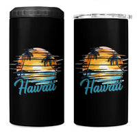 Retro Sunset Palm Tree Hawaii 4 in 1 Can Cooler Tumbler Tropical Vacation Graphic