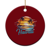 Retro Sunset Palm Tree Hawaii Ceramic Ornament Tropical Vacation Graphic