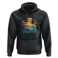 Retro Sunset Palm Tree Hawaii Hoodie Tropical Vacation Graphic