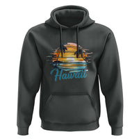 Retro Sunset Palm Tree Hawaii Hoodie Tropical Vacation Graphic