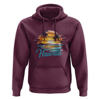 Retro Sunset Palm Tree Hawaii Hoodie Tropical Vacation Graphic