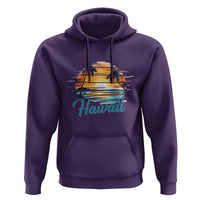 Retro Sunset Palm Tree Hawaii Hoodie Tropical Vacation Graphic
