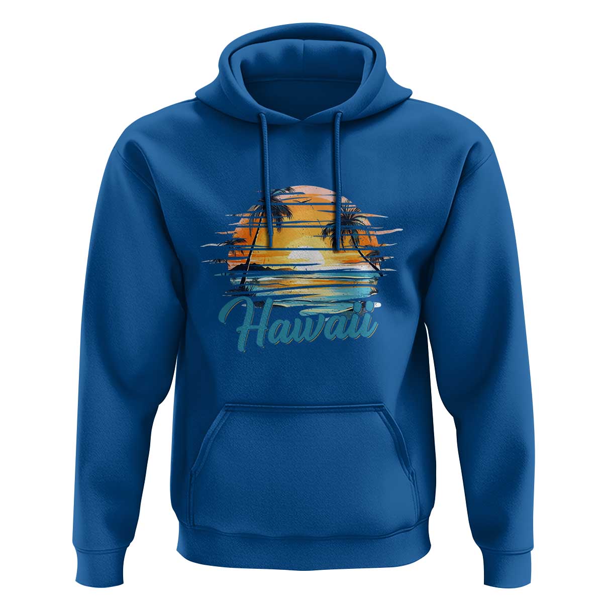Retro Sunset Palm Tree Hawaii Hoodie Tropical Vacation Graphic