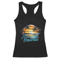 Retro Sunset Palm Tree Hawaii Racerback Tank Top Tropical Vacation Graphic
