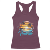 Retro Sunset Palm Tree Hawaii Racerback Tank Top Tropical Vacation Graphic