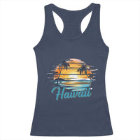 Retro Sunset Palm Tree Hawaii Racerback Tank Top Tropical Vacation Graphic