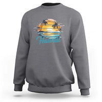 Retro Sunset Palm Tree Hawaii Sweatshirt Tropical Vacation Graphic