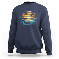 Retro Sunset Palm Tree Hawaii Sweatshirt Tropical Vacation Graphic