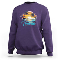 Retro Sunset Palm Tree Hawaii Sweatshirt Tropical Vacation Graphic