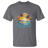 Retro Sunset Palm Tree Hawaii T Shirt Tropical Vacation Graphic