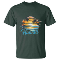 Retro Sunset Palm Tree Hawaii T Shirt Tropical Vacation Graphic
